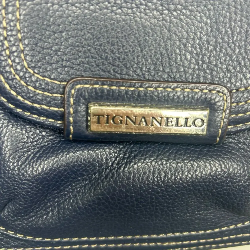 Tignanello Cross Body Bag Navy Genuine Leather